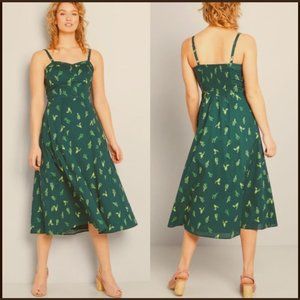 Modcloth - Green with Cactus Pin-Up Dress - US 10